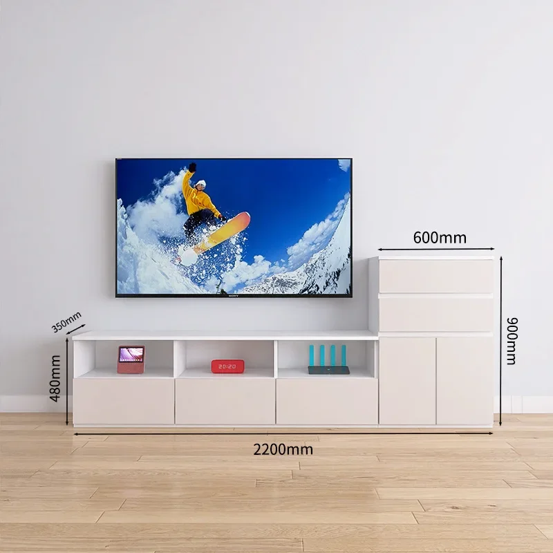Hanging TV Cabinet Modern Simple Living Room Small Unit Side Cabinet Storage Integrated Combination Solid Wood