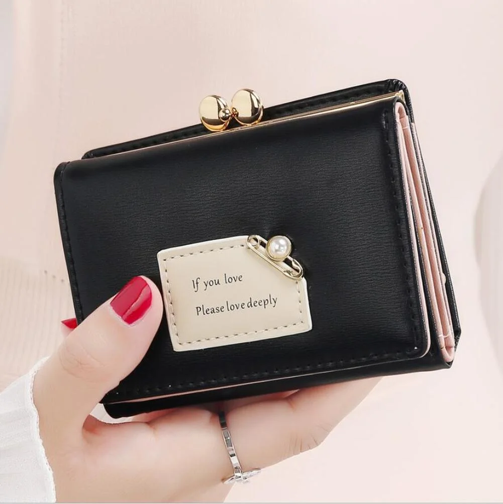 Women Wallets Female Short Design Fashion Three Fold Purse Simple Cute Student Clutch Card Holder Coin Purse