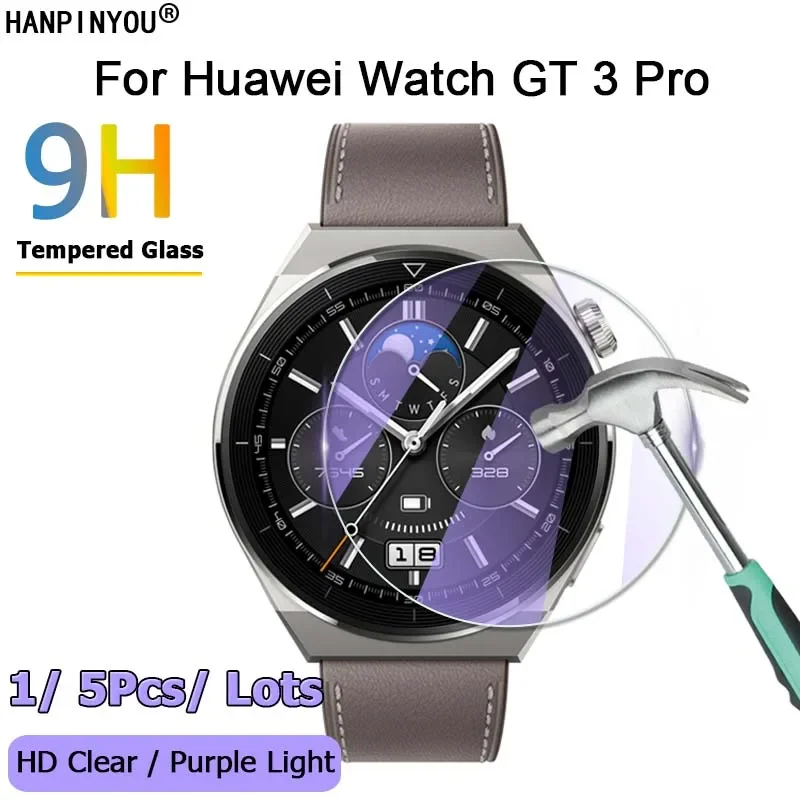 For Huawei Watch GT 3 GT3 Pro 43mm 46mm Ultra Clear / Anti Purple Light 2.5D 9H Tempered Glass Film Screen Protector Guard