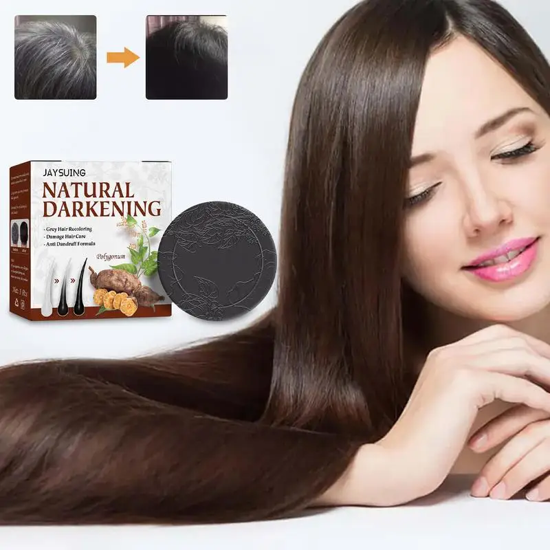 Natural Organic Mild Formula Hair Shampoo Polygonum Essence Hair Darkening Shampoo Bar Soap Gray Hair Reverse Hair Cleansing