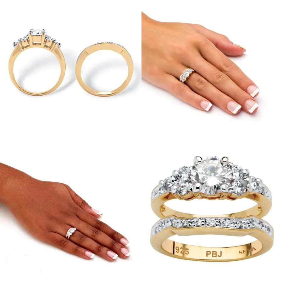 

Palm Beach Jewelry 18K Yellow Gold Plated Round Cubic Zirconia Bridal Ring Set