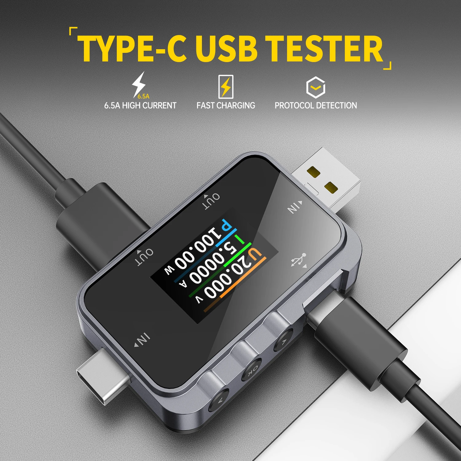 

USB-тестер Type-C Детектор тока и напряжения PD Зарядное устройство протокол питания приманка пульсация FNAC-28