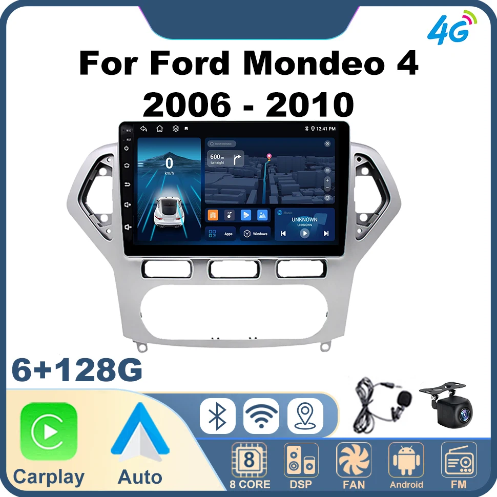 

2-диночное автомобильное радио Android для Ford Mondeo 4 2006-2010 Carplay RDS GPS BT 4G DSP WIFI Android Auto Автомобильная мультимедийная видеостереосистема