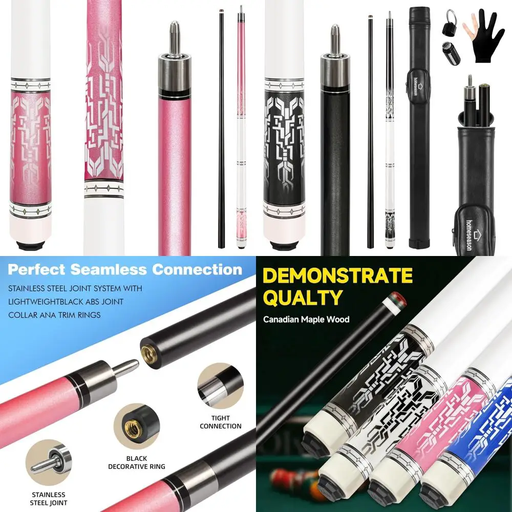 

Professional Glass Fiber Pool Cue 58 with 12.7mm 4-Layer Tip, Low Deflection, 3 Piece Joint Pin, Ultra-Durable for Precision Gam