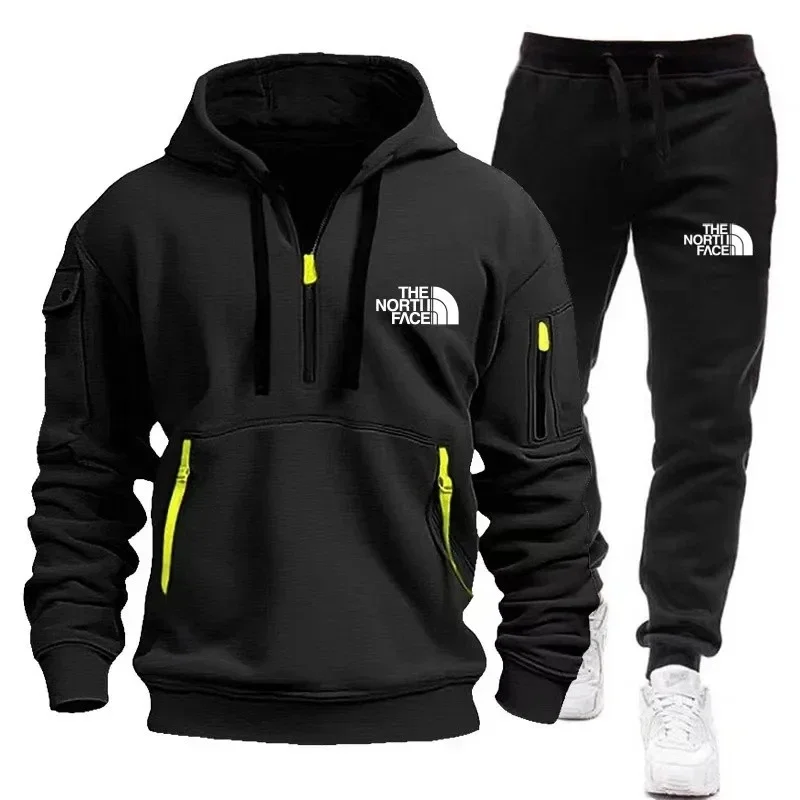 2024 Fashion Sportswear Plus Pants Sweatshirts Fleece Zipper Two Size Men\'s Set Hoodie Tracksuit Piece zipper hoodie S-3XL