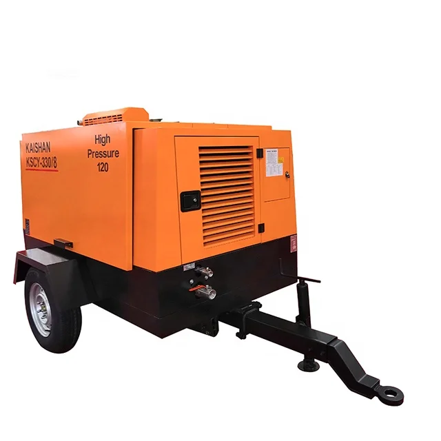 Kaishan 330 CFM Air Compressor Portable  Engine Rotary Screw Engine Cummins Construction Air Cooling Water Cooling Air