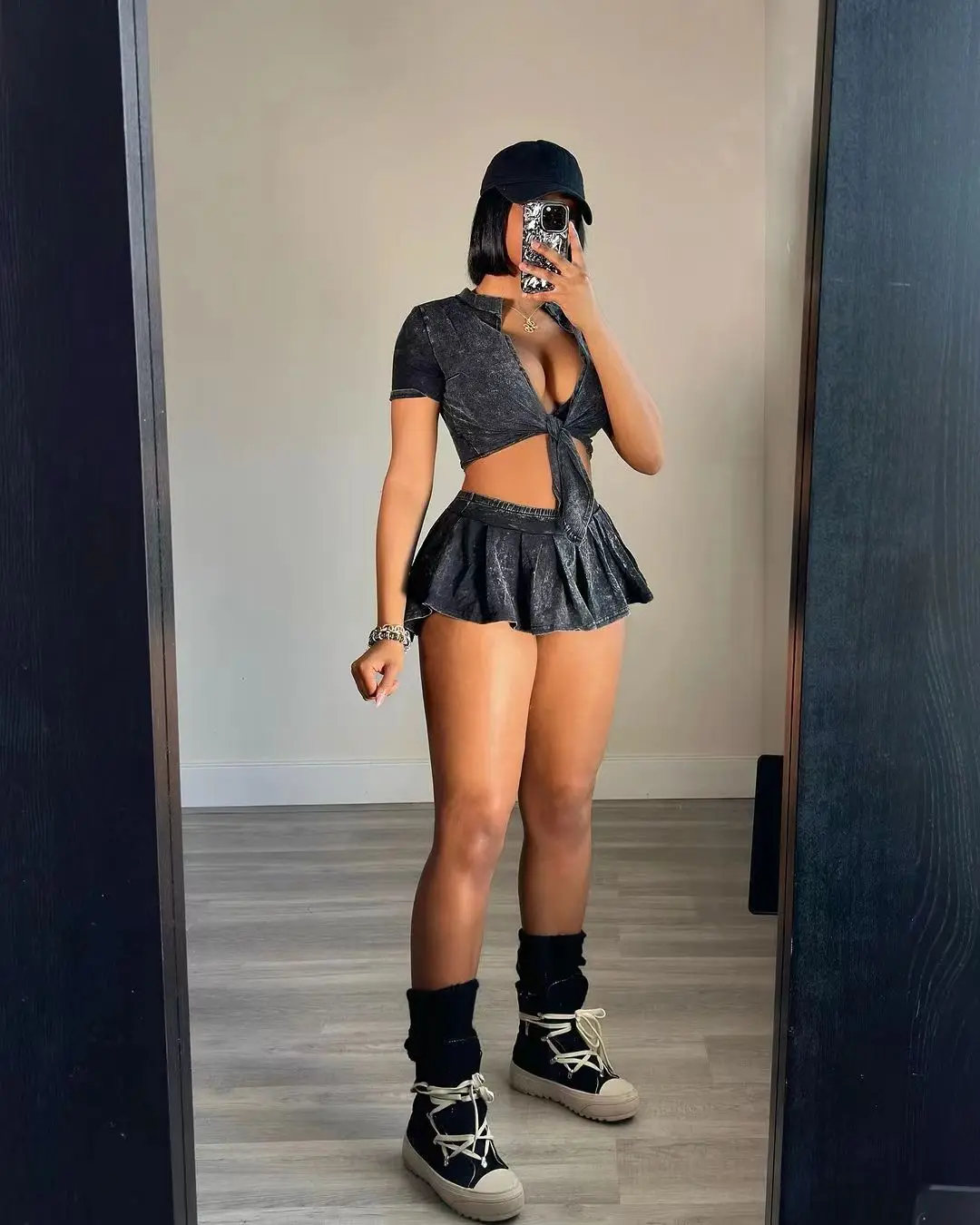 Women's Two Piece Skirt Sets 2024 Summer 2 Piece Outfits Sweatsuit Crop Tops + Pleated Skirt Mini Short Dress with Briefs