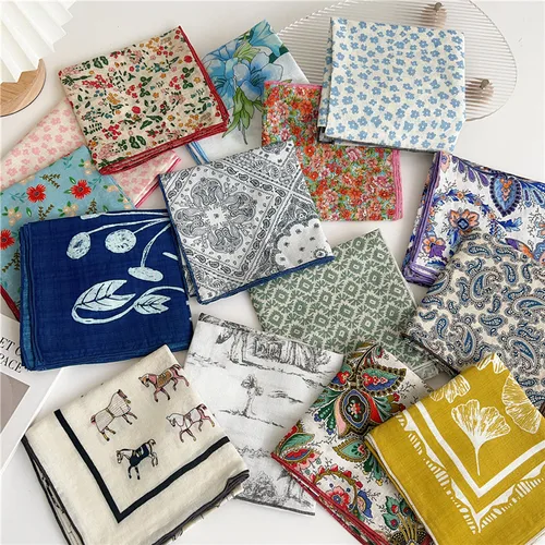 Imagen 1 del producto Bufanda cuadrada de lino y algodón de 55cm para mujer, pañuelo para el cuello, bufandas para primavera y otoño, turbante, pañuelos, diadema decorativa