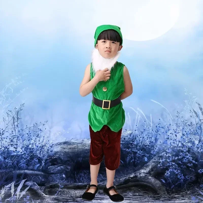 Kinderen Sneeuwwitje Zeven Dwergen Kostuum Kinderen Kerstmis Halloween Korte Mouwen Kostuums Kids Cosplay Prestaties Kostuum