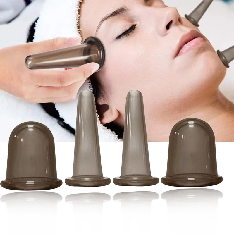 Ventosas de Silicona para Masaje, Ventosas Faciales Anticelulitis, Ventosas de Succión para Masaje Facial y de Cuello, Estiramiento Facial, Raspado de Piel, Guasha Antiarrugas
