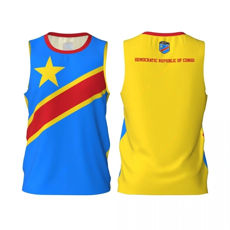 Fashion Democratic Republic Of Congo Flag Graphic Basketball Tank Tops Summer 3D Printed Outdoor Sports Vest Loose Quick Dry Tee