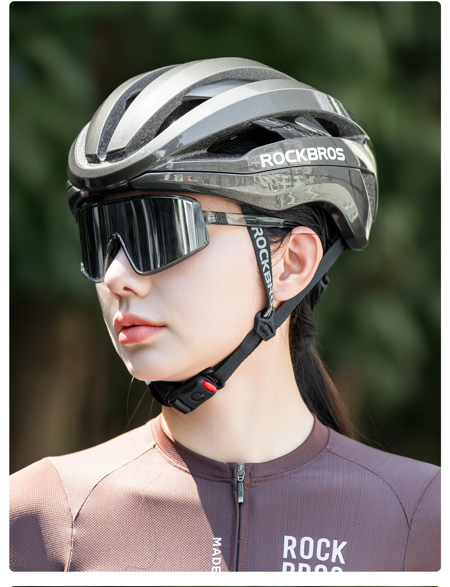 ROCKBROS Fahrradhelm ultraleicht atmungsaktiv hochfester Kopfschutz Sicherheitshelm Kopfbedeckung mit Schnellverschluss und magnetischer Schnalle – Detail 17