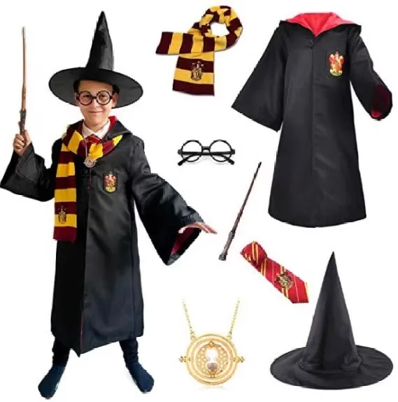   Túnica mágica para Cosplay, capa de halloween, conjunto universitario Hermione, disfraz étnico de escenario para mujer, poliéster