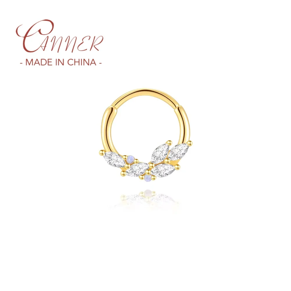 CANNER 1PC S925 Silver Natural Zircon Patchwork Floral Pendant Ear Clips  Elegant, Lovely, Non-fading, Piercing Jewelry