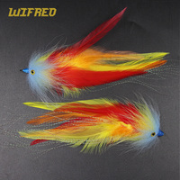 Wifreo 2PCS #2/0 Feather Streamer Fishing Fly Salmon Trout Steelhead Pike Flies Lure Bait Conehead Tube Flies Fishing Tackle