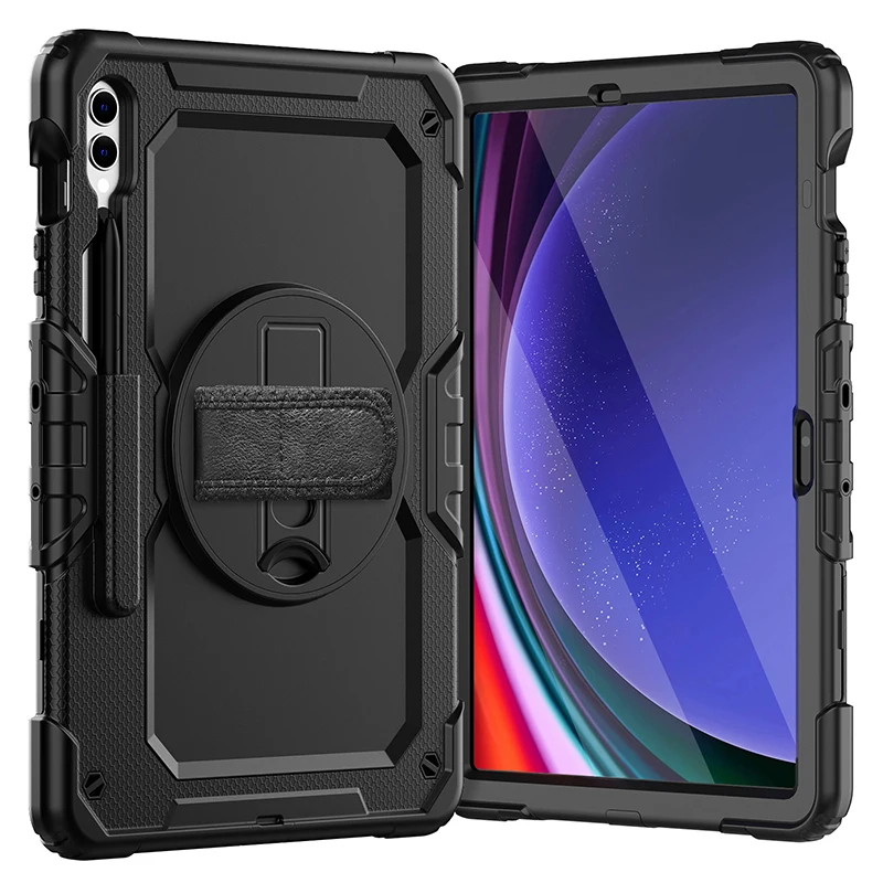 

Case For Samsung Galaxy Tab S9+ S9 FE+ Plus 12.4 inch Tablet Case Kickstand Holder Shoulder Strap Pencil Slot 360 Rotation Cover