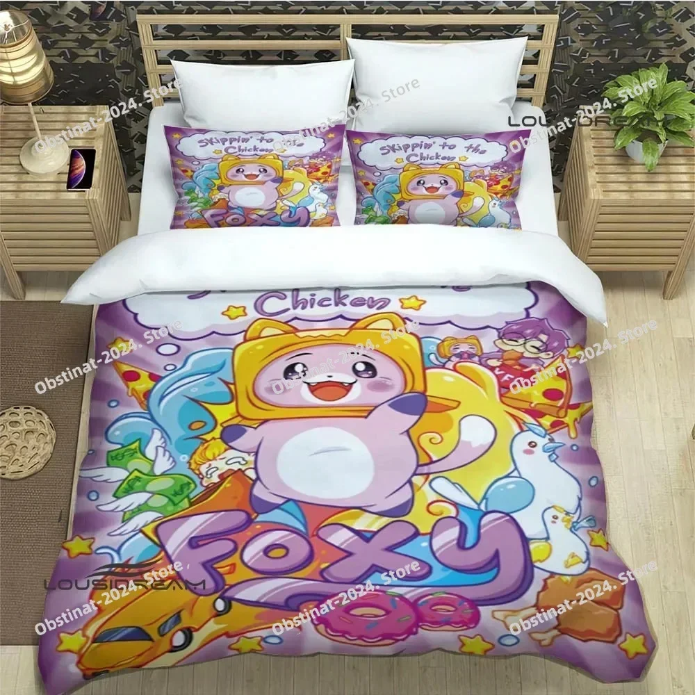 

Cute Lankybox Foxy Boxy Bedding Set Print single Comforter Quilt Bed Cover Duvet Cover Pillow Case 3 Pieces Sets Kids Adult Size