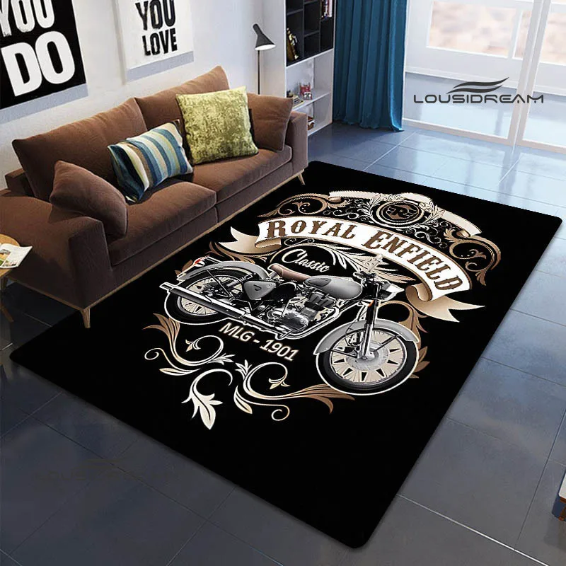 R-ROYAL ENFIELD motorcycle logo print carpet yoga mat Non -slip carpet Photography prop bedroom decor kawaii rugs birthday gift