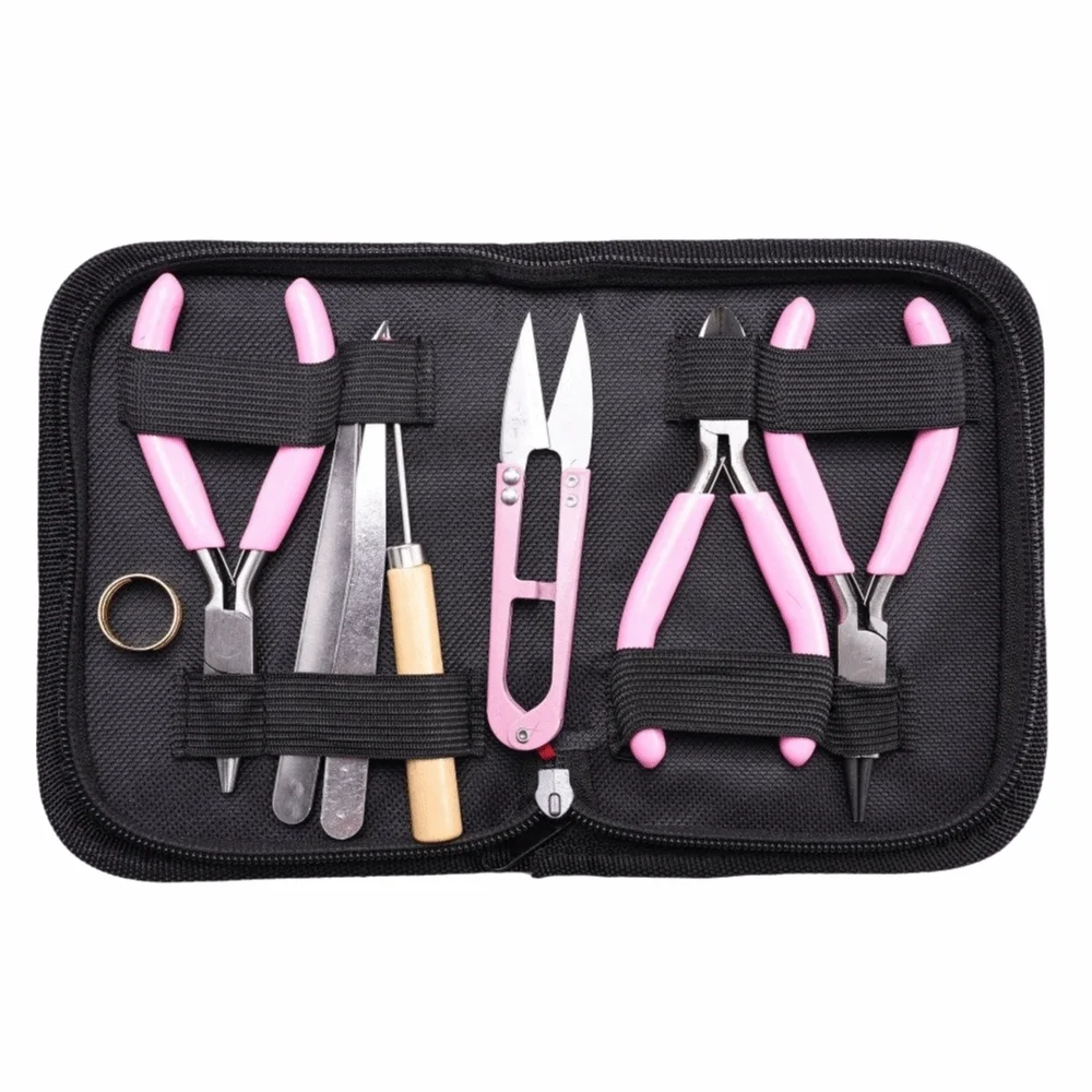 8Pcs/Set Portable Jewelry Making Pliers Set Pliers DIY Jewelry Making Kits Jump Ring Opener Beading Tweezers Beading Tool Kit