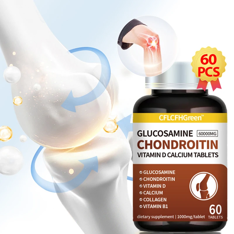 60Pcs Chondroitin Glucosamine Tablet Extra Strength Joint Health Support Calcium D3 Supplement Capsules Arthritis Relief