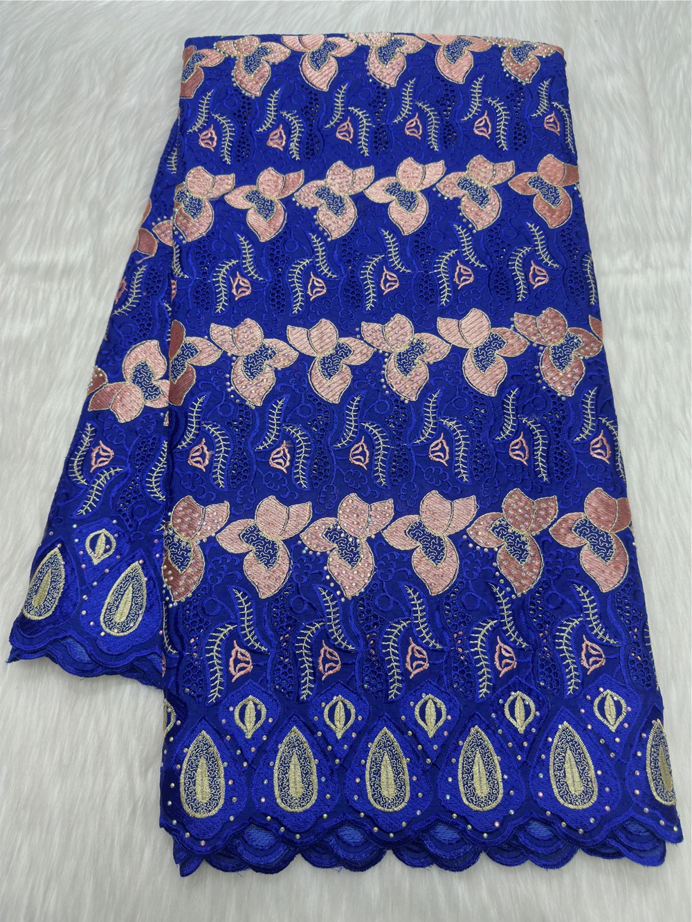 

African Dry Lace Cotton Embroidery High Quality Swiss Voile Lace Fabric Nigerian Women Dress Sewing Material 5 Yards