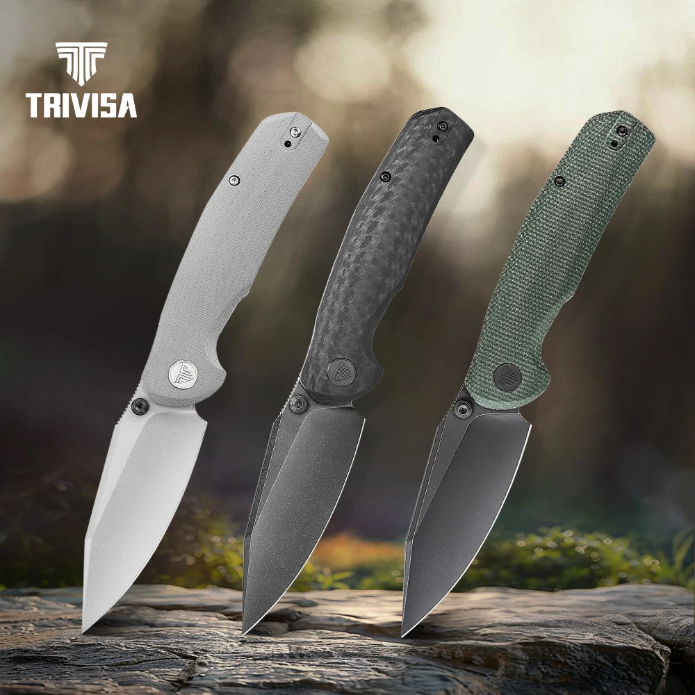 

TRIVISA EDC Folding Hornet Knife with Clip14C28N Blade G10 Micarta Handle Survival Camping Hunting Tactical Multi-tool Gift