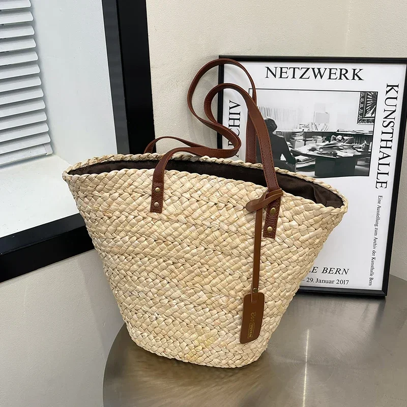 

Luxury Designer Straw Large Capacity Beach Shoulder Bag For Women Summer Raffia Rattan Handbag Shopper Basket Totes WT1114