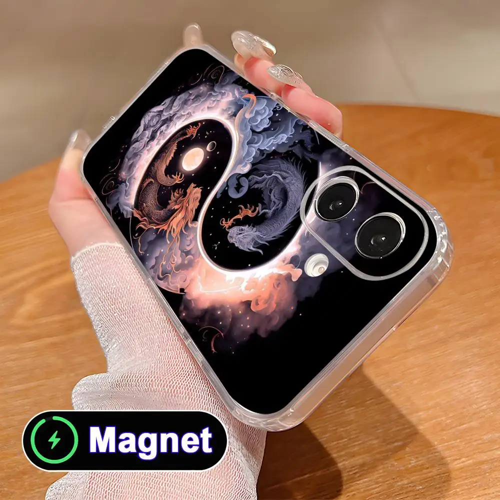 

Luxury Tai chi Phone Case for iPhone 17 16 15 14 13 12 11 Air Pro Max Plus Mini Soft TPU Clear Magnet Cover