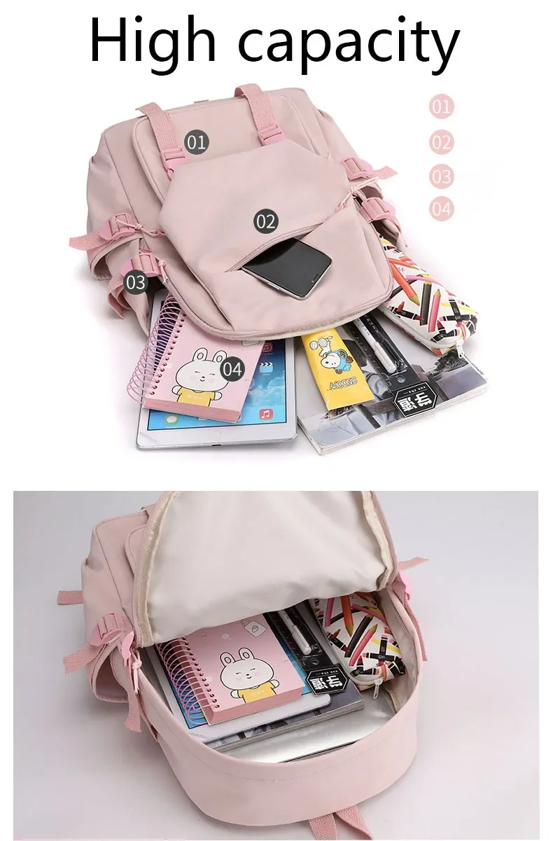 KPop 악마 사냥꾼 청소년 배낭 Huntrix 여학생 학교 가방 Zoey Rumi Mira 여행 배낭