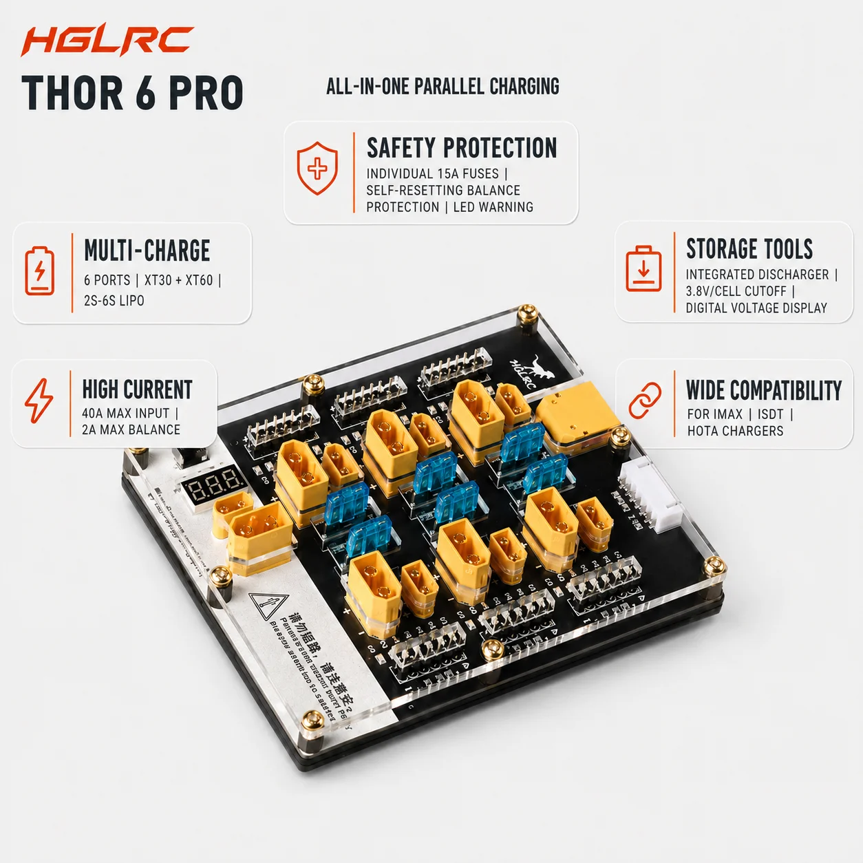 HGLRC Thor 6 Pro LiPo Parallel - đánh giá và giá Lipo Parallel Charging Board