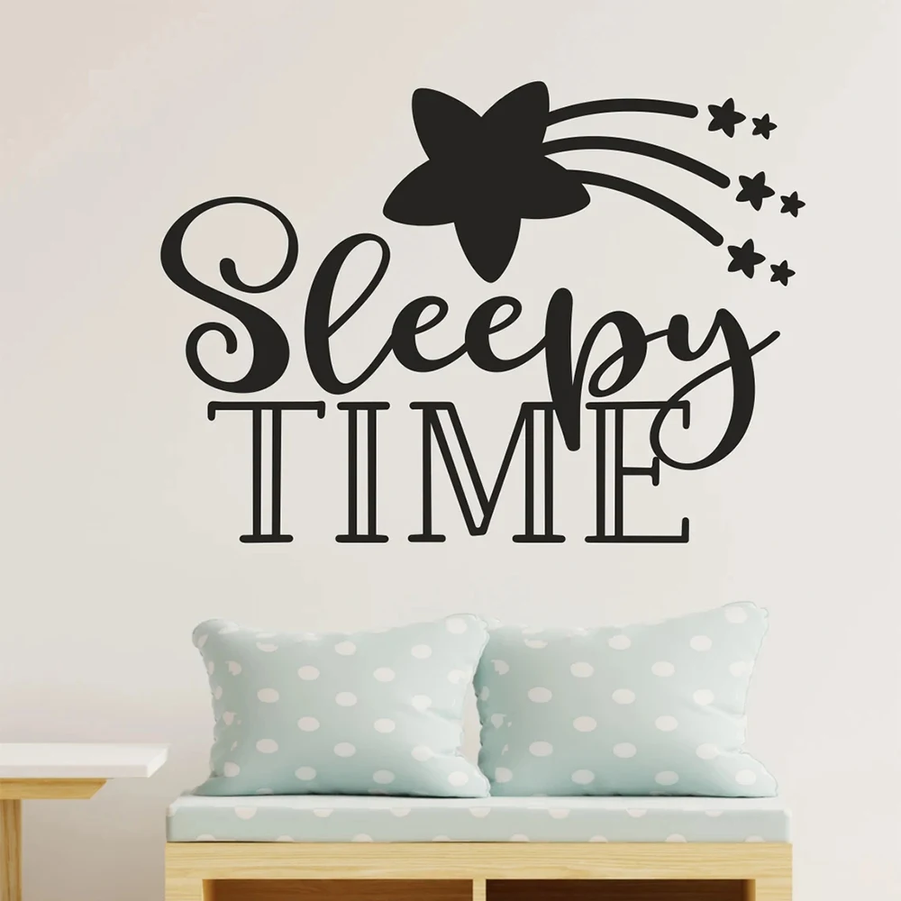 Sleepy Time Nursery Wall Decal Quote Sleepy Time Baby Kids Room Wall Sticker Vinyl Removable Nursery Decor Wallpaper S268