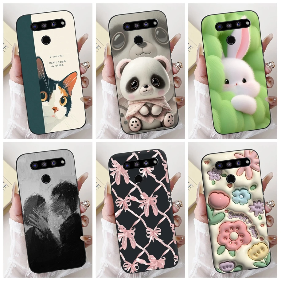 For LG V50 ThinQ Case LM-V500EM Silicone Bumper Panda Rabbit Soft TPU Cover For LG V50S ThinQ 5G Funda Coque LG V40 ThinQ Hoesje