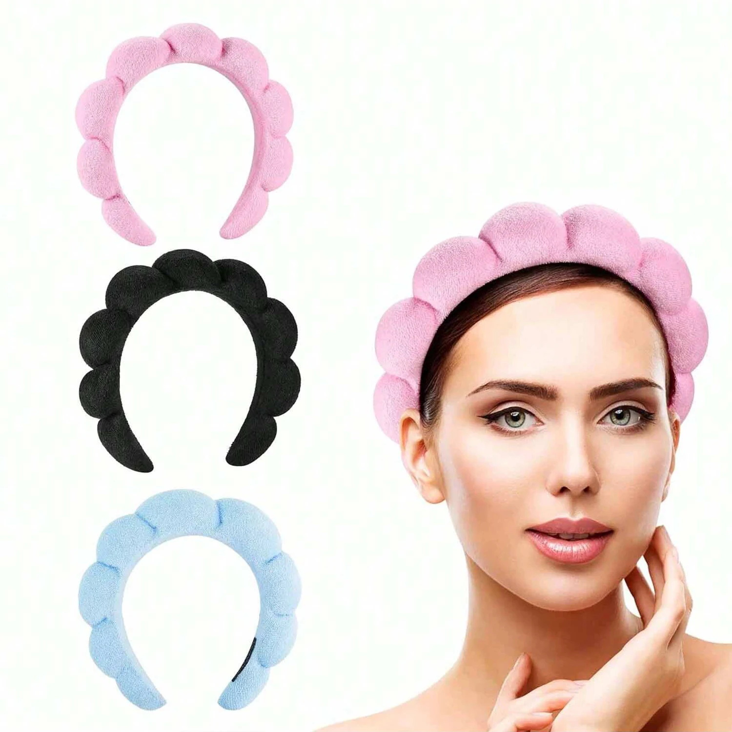 Wash Face Makeup Hair Hoop Cloud Shaped Multi Color High Cranial Crest Terry Pile For Women