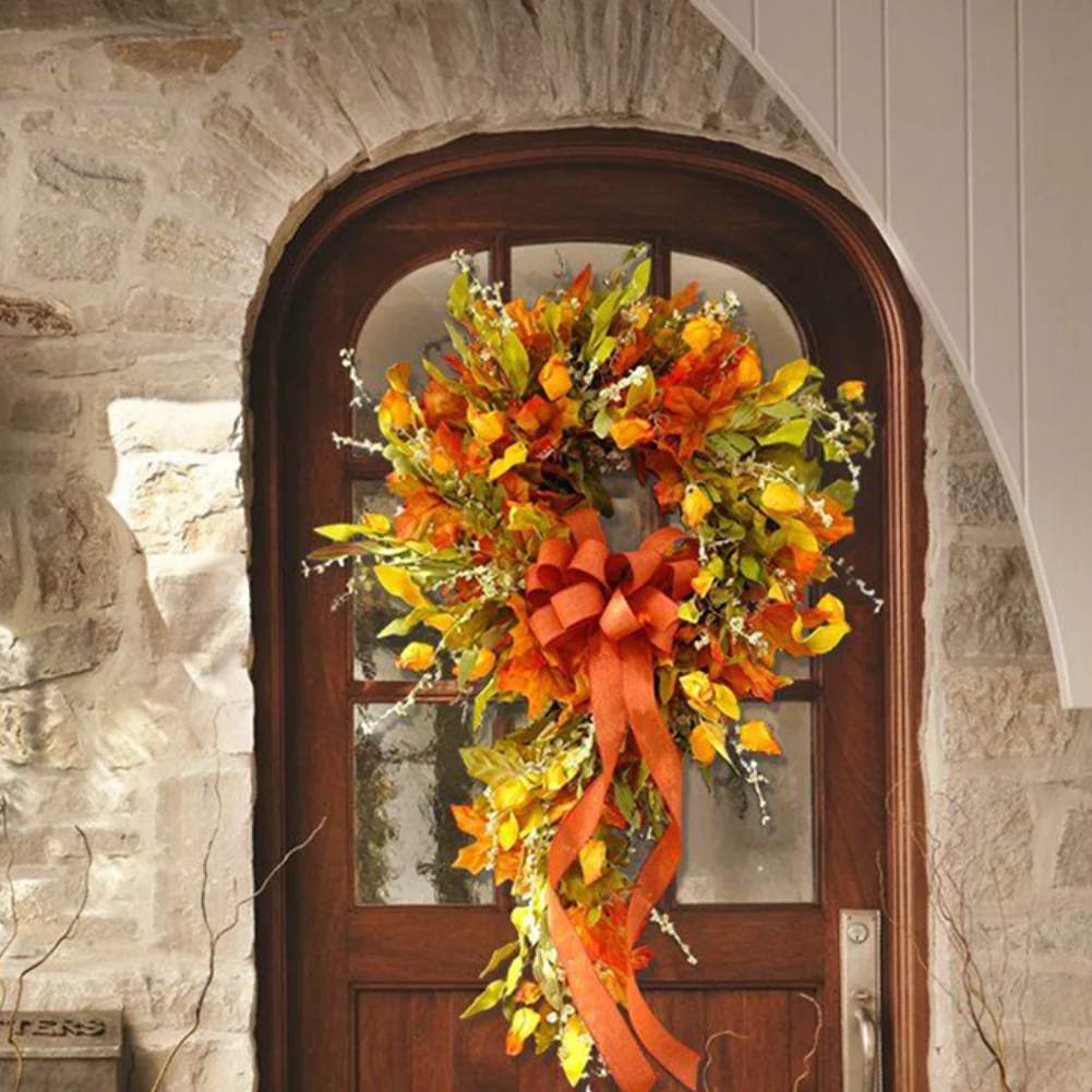 30x60 سنتيمتر الشكر مزرعة إكليل الخريف المشهد ديكور مابل ليف إكليل اصطناعي مثالي للمنزل والمطعم #1