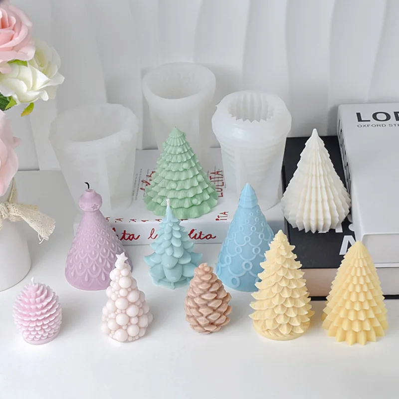 Qikai new Christmas tree series aromatherapy candle silicone molddiychristmas gift pine cone grinding tool in stock