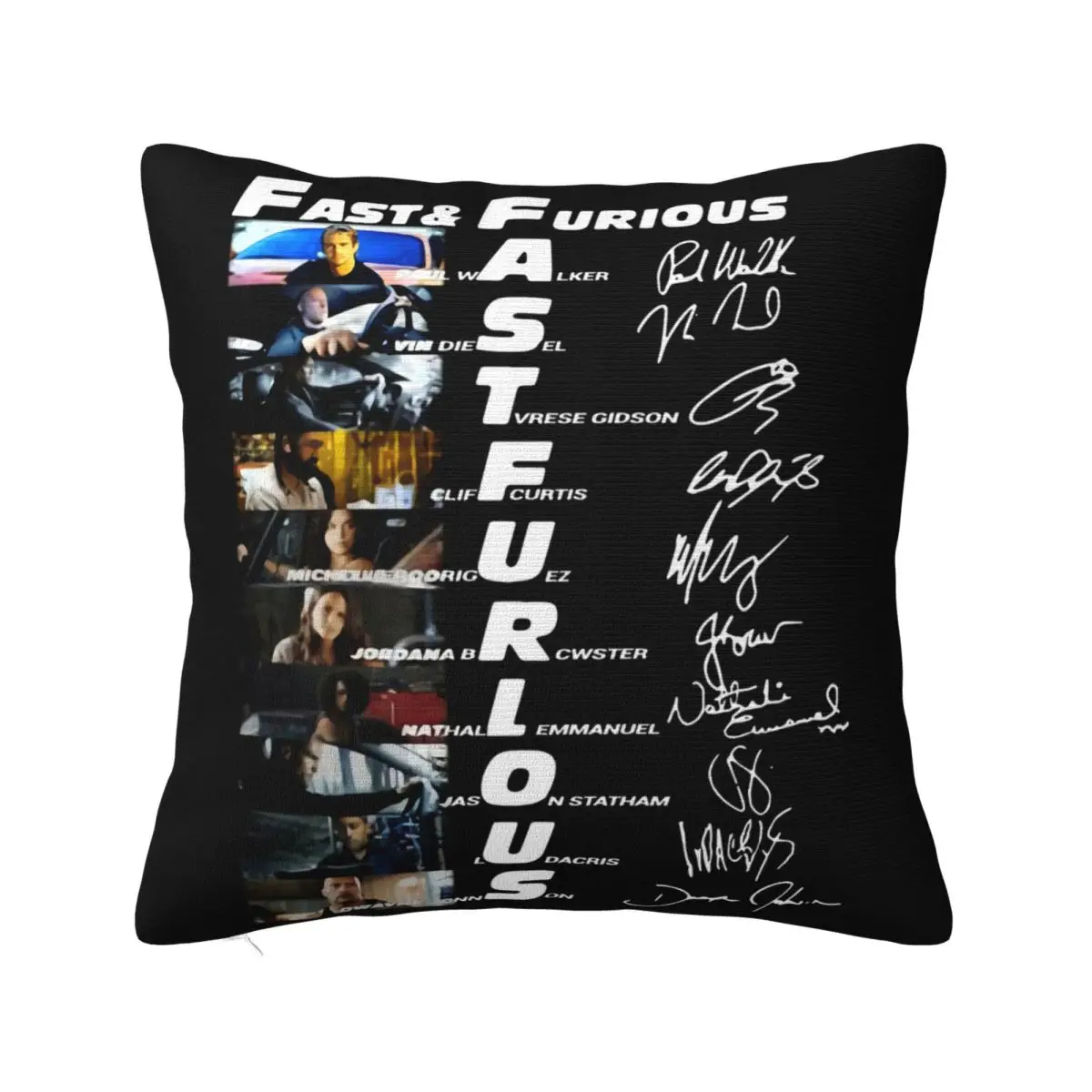 Fast And Furious Film Character Signature Newest On Sale Family Wholesale Geek Comical Music Pillow Case