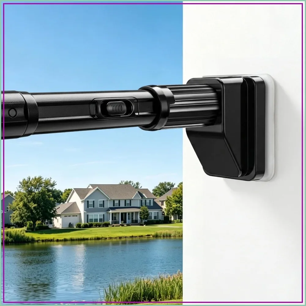 Extra Long Tension Curtain Rod 130-157 Inch, 55 LB Heavy Duty No Drill, Adjustable for Patio Window Bathroom, Never Rust 1.26'' Diameter, Black