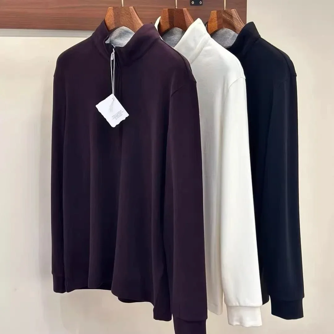 

BC Italian 25aw Minimalist Zipper Embroidered Stand-Up Neck Bottom Shirt