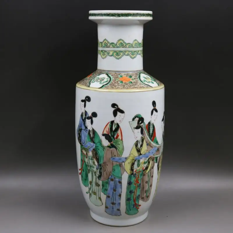 White Chinese Antique Vase Beauty Women Ceramic Vases For Flowers Large Column Porcelain Vase Ancient China Figure Painting