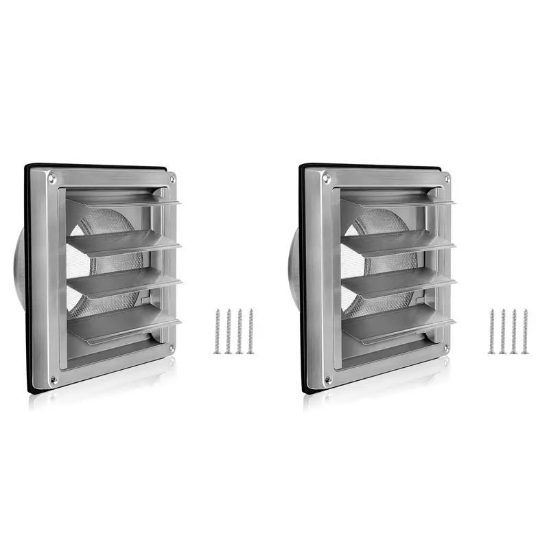 

2025 Trend 2X Ventilation Grille 125Mm Stainless Steel Air Vents Cover, Louvered Grille Cover Vent Flat Ducting Air Vent Wall In