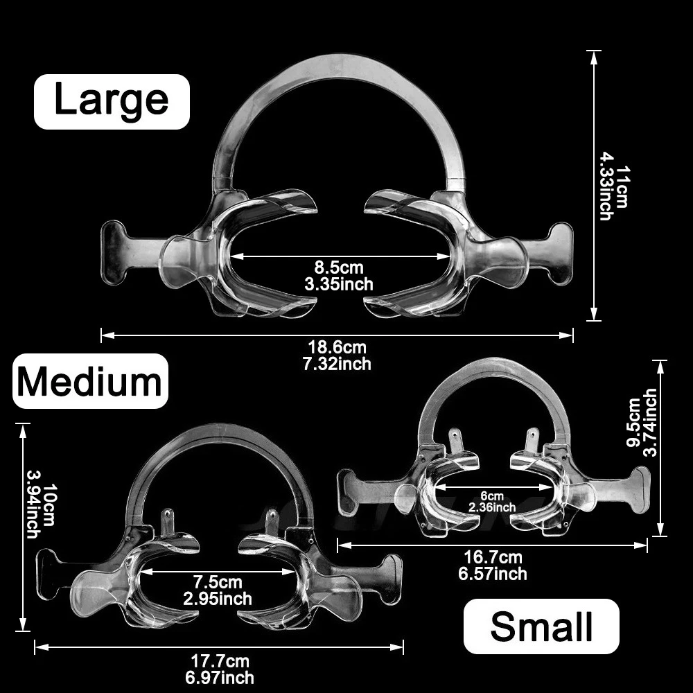 

Orthodontic C-Type Expander with Handle Transparent Black Professional Dental Tool for Cheek And Lip Retraction Sizes S/M/L