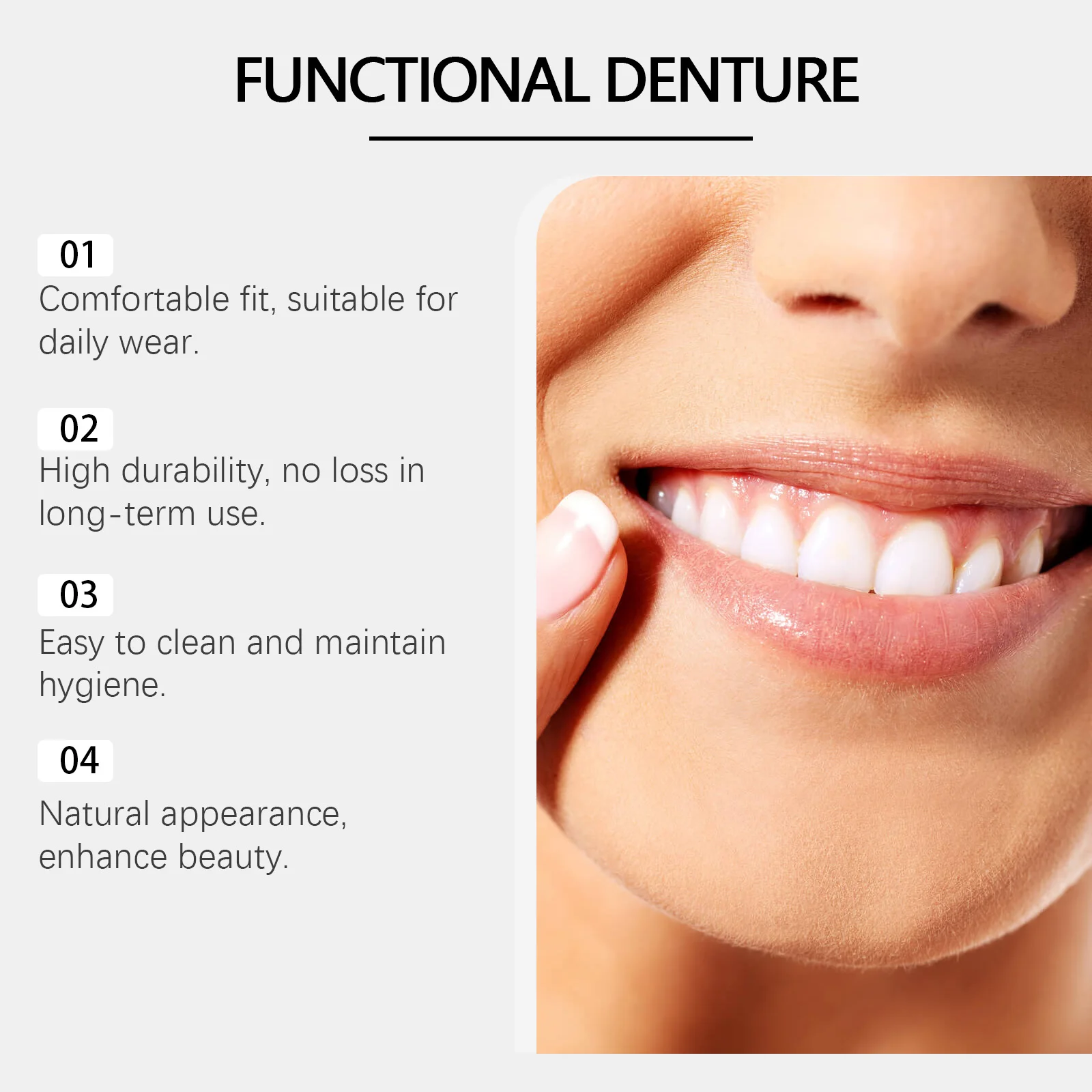 Soft Silicone Denture Kit Perfect Fit Gums Repair Missing Tooth Gaps Reduced Improve Chewing Ability Fake Teeth Full Set Natural