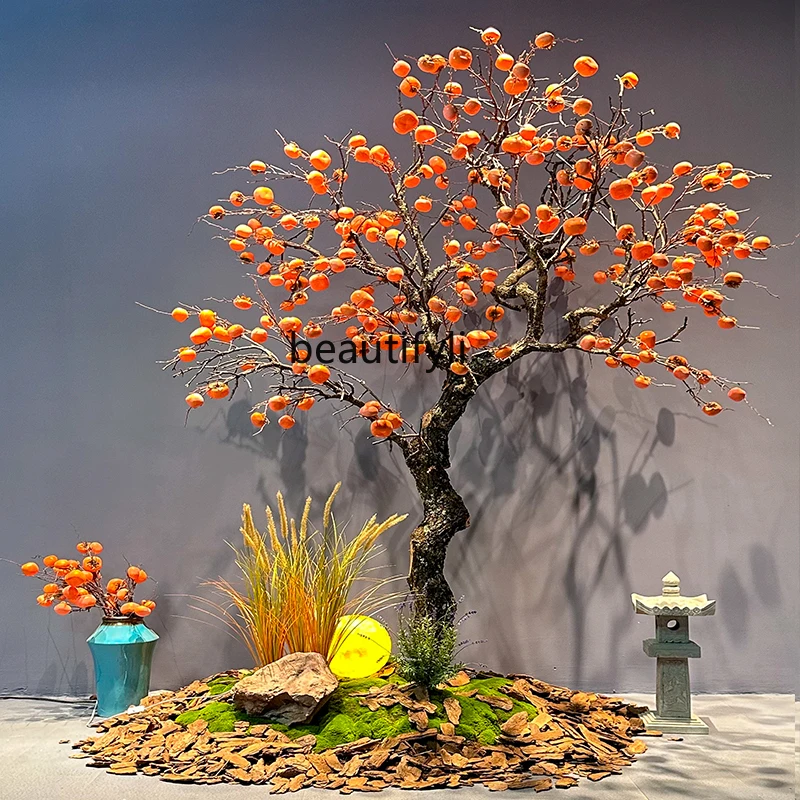 Wishing tree decoration zen new Chinese style floor fake fruit tree simulation tree landscaping indoor and outdoor