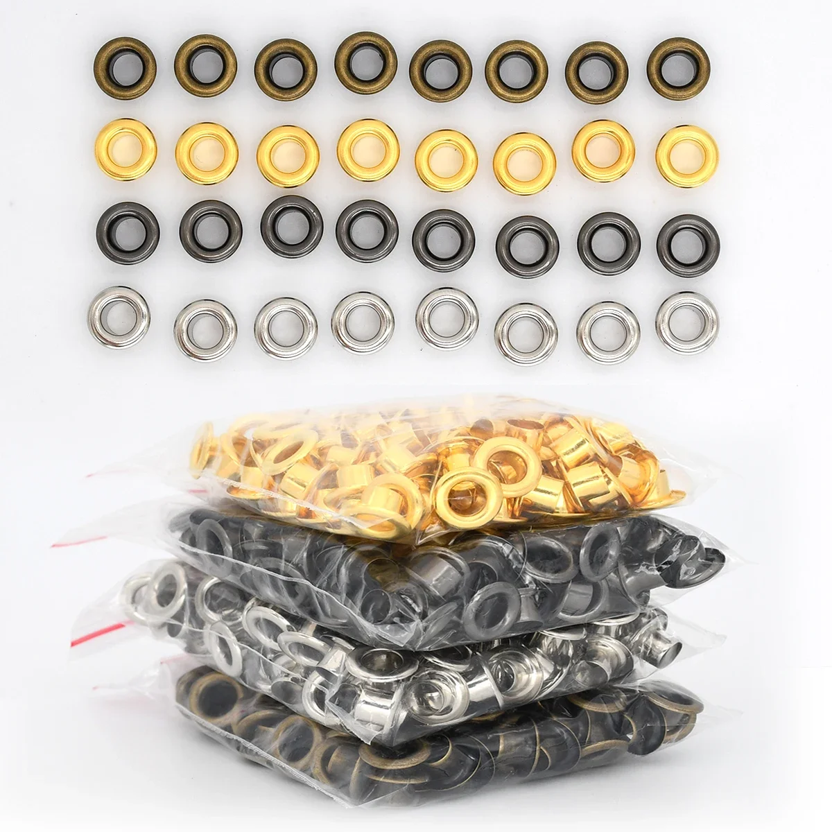 100sets 5mm Brass Eyelets with Washer 300# Grommets Repair Round Eye Rings for Scrapbooking Shoes Belt Cap Bag Tags Clothes