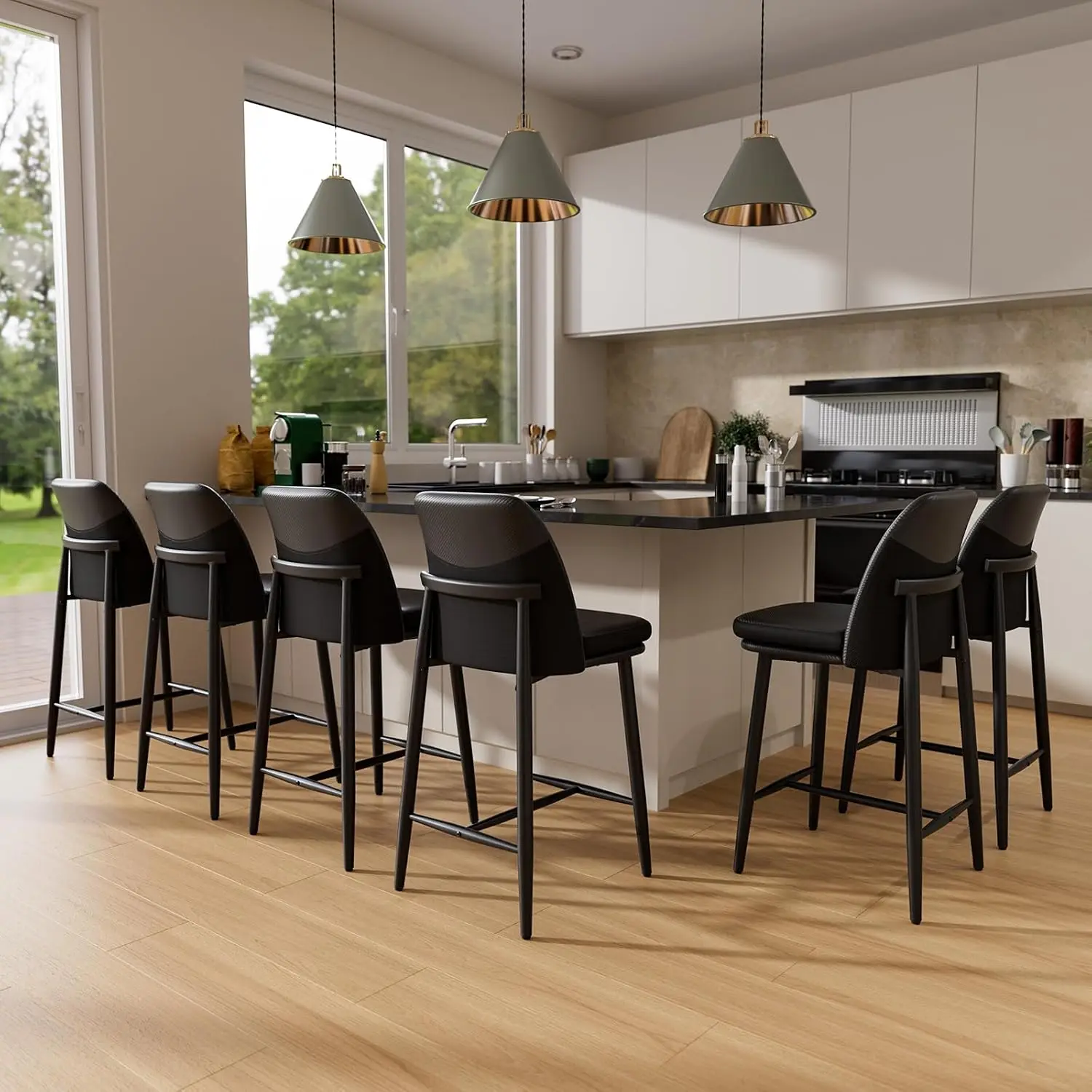 Dual Textured Counter Height Bar Stools Set of 6, Customized
