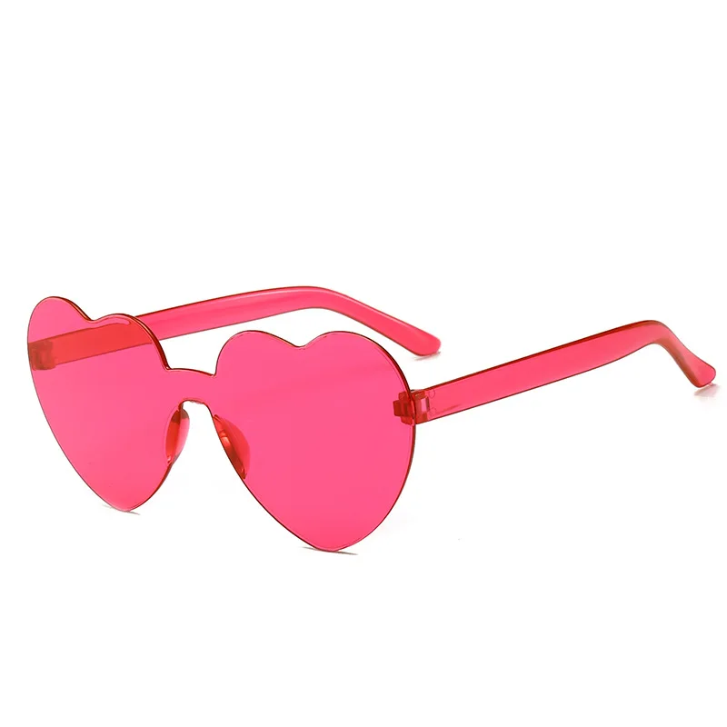 Fashion Gradient Heart Shaped Conjoined Sunglasses Transparent Jelly Color Frameless Sun Glasses Female Uv400 Driver's Eyewear