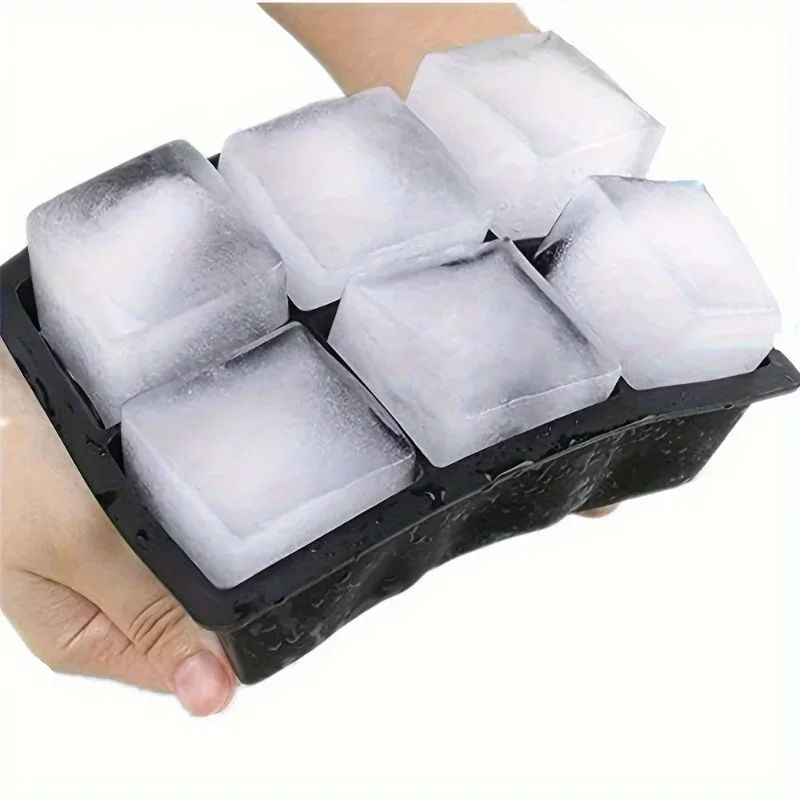 4/6-Fach Große Eiswürfelform Riesige Jumbo Lebensmittelechte Silikon-Eiswürfelform Quadratische Form DIY Eisbereiter Eiswürfelschale