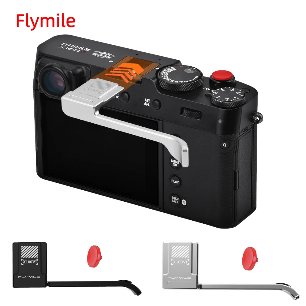 

Flymile X100VI Thumb Grip Aluminum Alloy Metal Thumb Up Grip for FUJIFILM X-X100VI Camera Hot Shoe Thumb Rest Support Holder