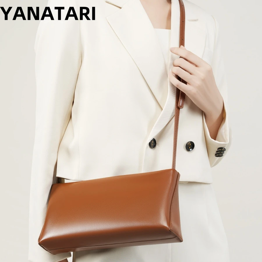 YANATARI underarm cowhide Genuine leather handbags women vintage shoulder bag female crossbody bags luxury high quality 2024