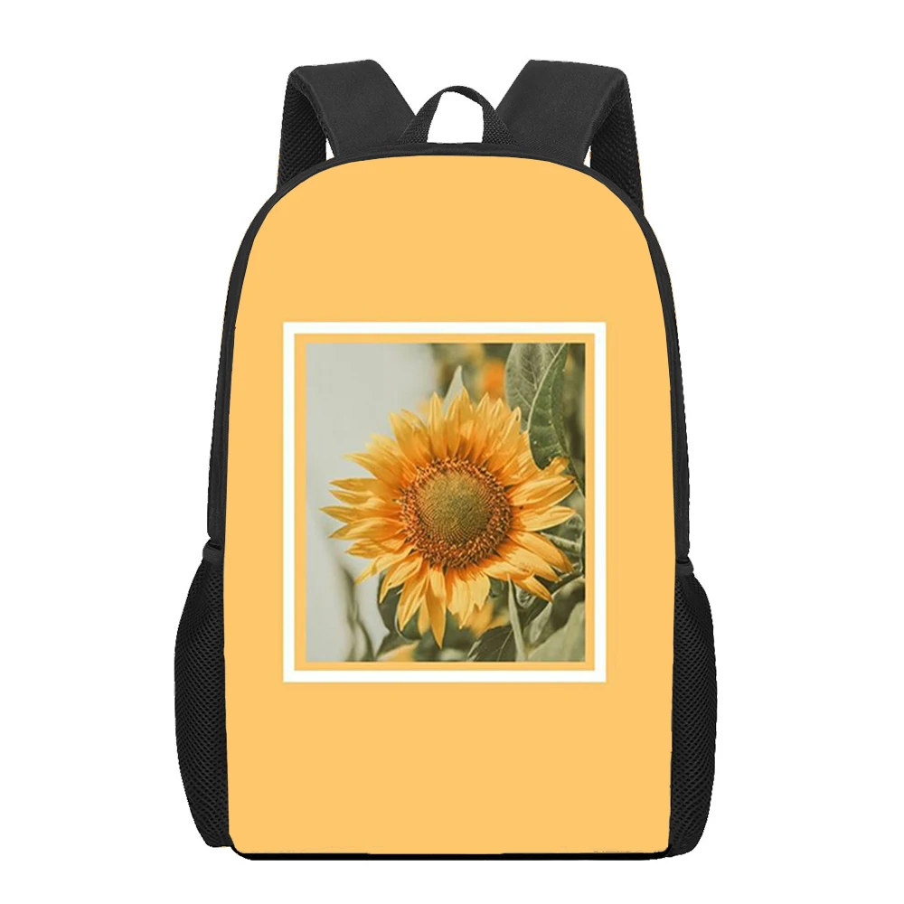 Flowers Floral Sunflower Plant Peony 3D Printed Book Bag Men 16 Inch Backpack for Teen Boys Kindergarten Backpack Children